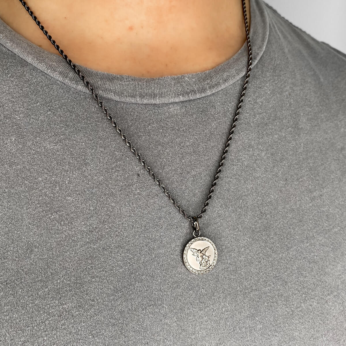 Rope Chain Necklace 20 in (Gun Silver)