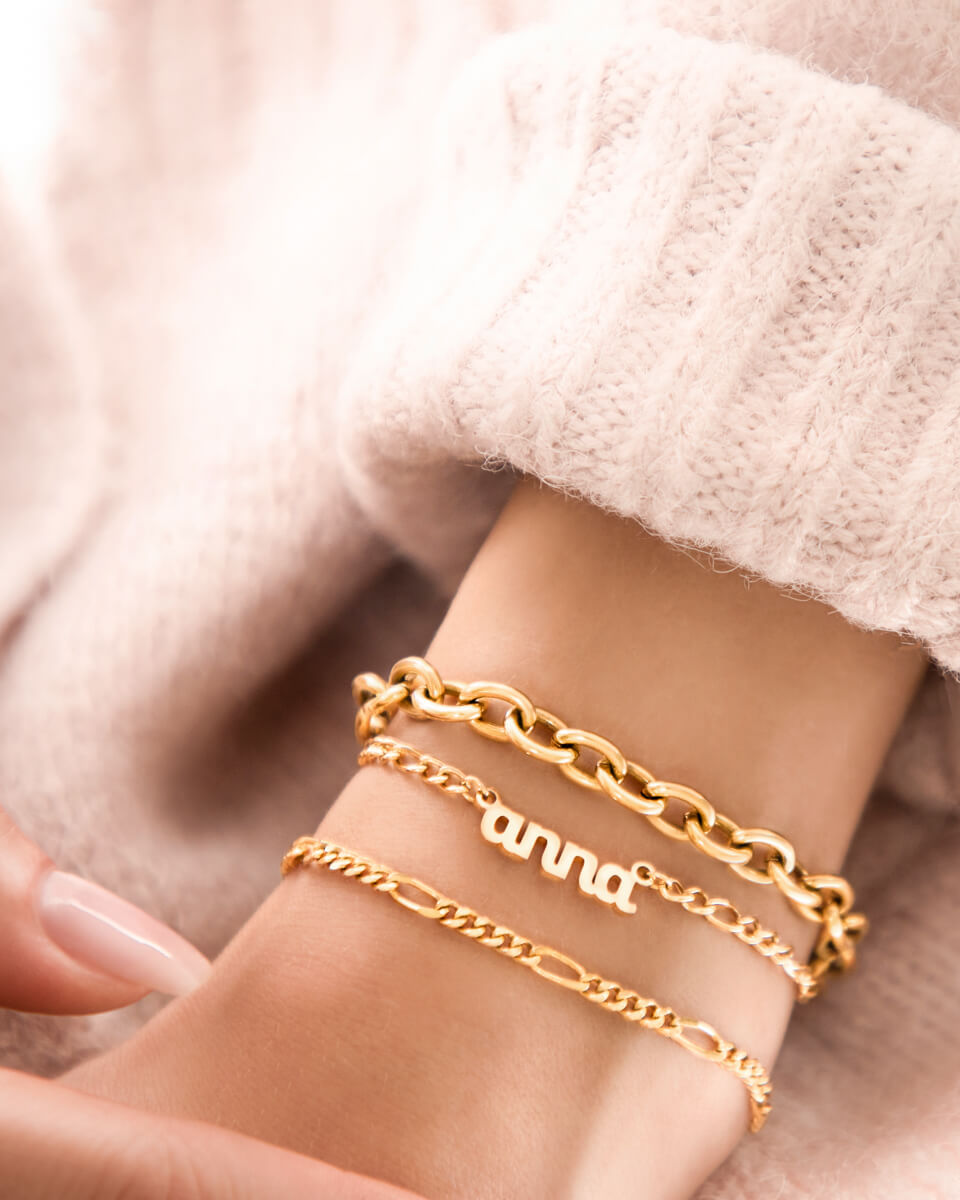Small Figaro Chain Bracelet (Gold)