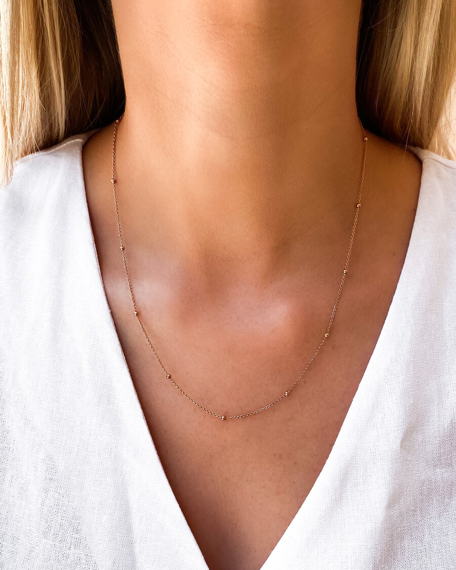 Sphere Chain Necklace 20 in (Rose Gold)