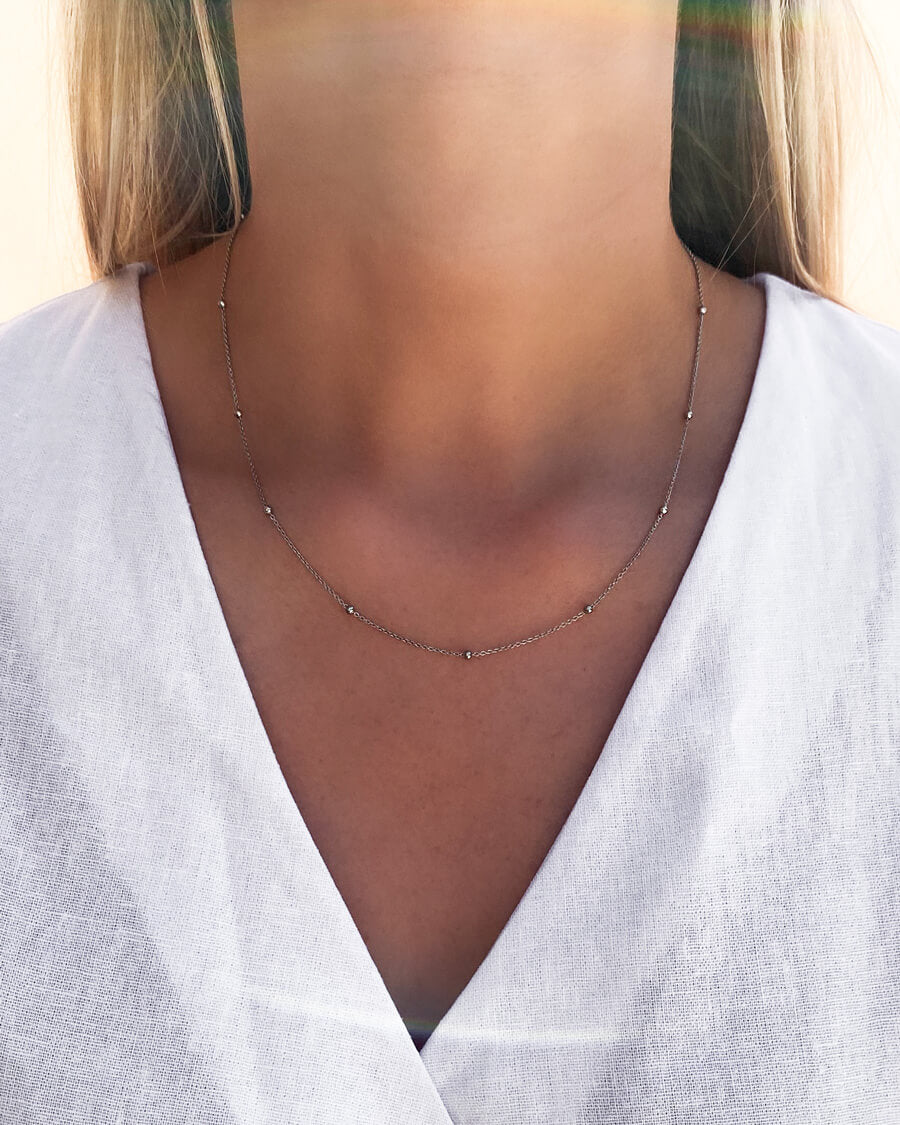 Sphere Chain Necklace 20 in (Silver)