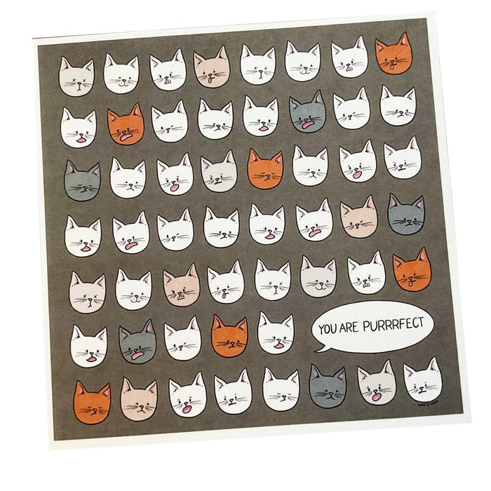 Art Print - 8x8in - You Are Purrfect (Cats) by World of Whimm