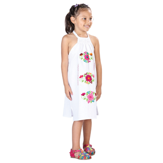 Artisanal Embroidered Dress- White