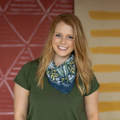 Bandana - Amelia (Deep Blue Floral) by Handker Bandanas