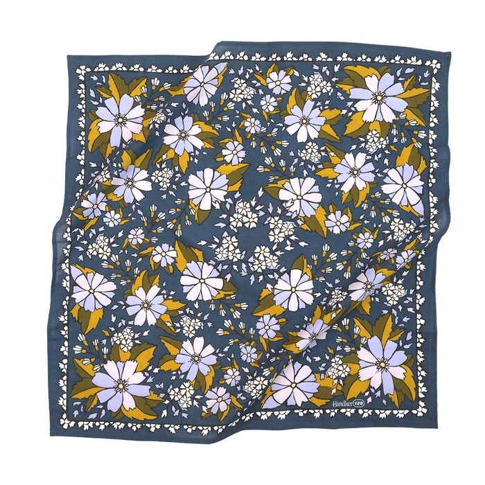 Bandana - Chicory (Dark Blue Floral) by Handker Bandanas