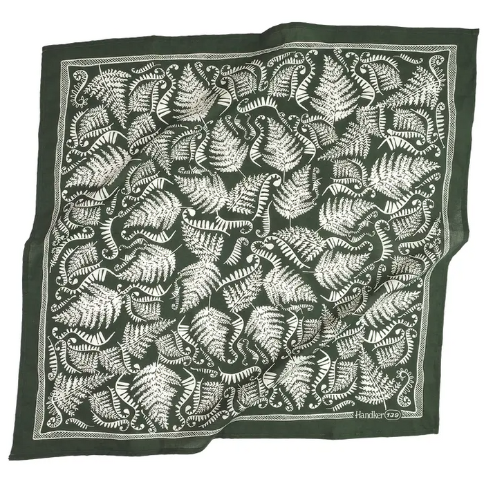 Bandana - Fern (Green White Botanical) by Handker Bandanas