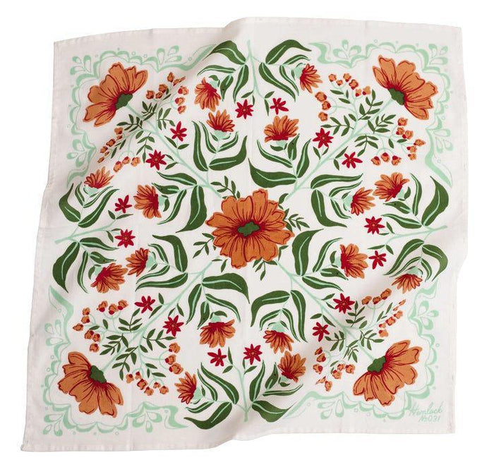 Bandana - Flora (Floral on White) by Handker Bandanas