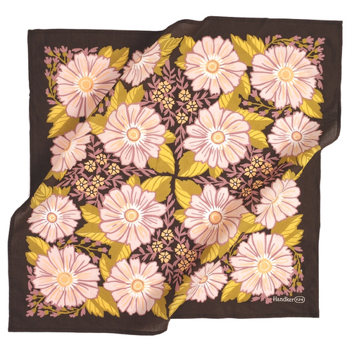 Bandana - Violet (Black Pink Floral) by Handker Bandanas
