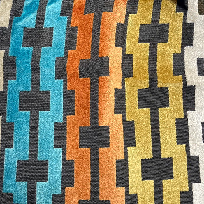BARDOT - GEOMETRIC PATTERN CUT VELVET UPHOLSTERY FABRIC BY THE YARD