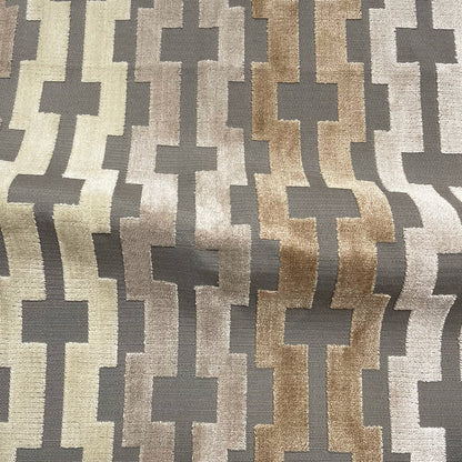BARDOT - GEOMETRIC PATTERN CUT VELVET UPHOLSTERY FABRIC BY THE YARD