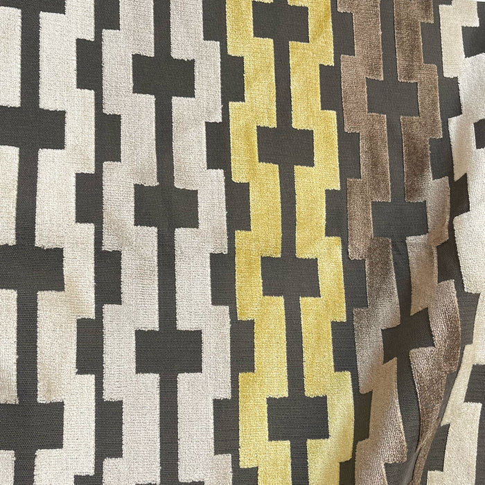 BARDOT - GEOMETRIC PATTERN CUT VELVET UPHOLSTERY FABRIC BY THE YARD