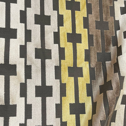 BARDOT - GEOMETRIC PATTERN CUT VELVET UPHOLSTERY FABRIC BY THE YARD