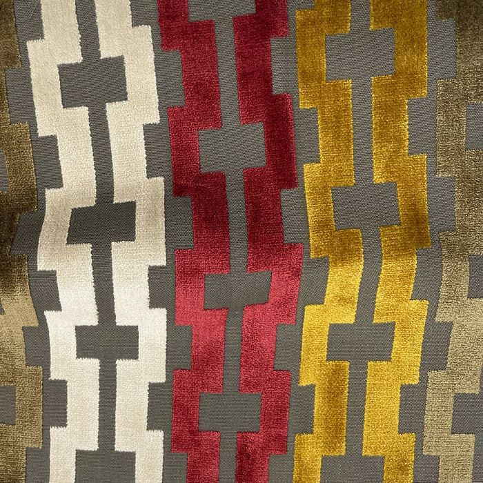BARDOT - GEOMETRIC PATTERN CUT VELVET UPHOLSTERY FABRIC BY THE YARD