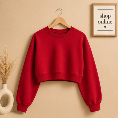 BASIC RED CROP SWEATSHIRT