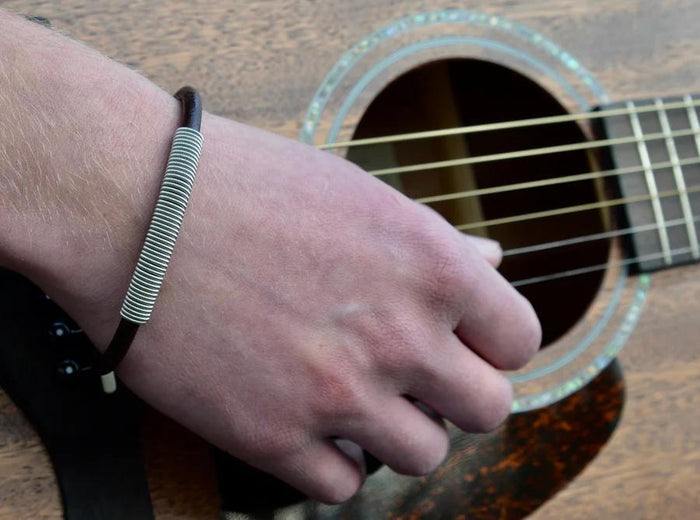 Bracelet - M - Wound Up Leather (Black) (M) by High Strung Studios
