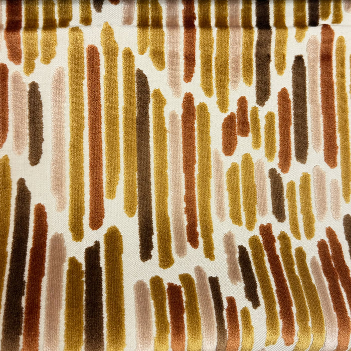 CASCADE - HARMONY, GEOMETRIC CUT VELVET UPHOLSTERY FABRIC BY THE YARD