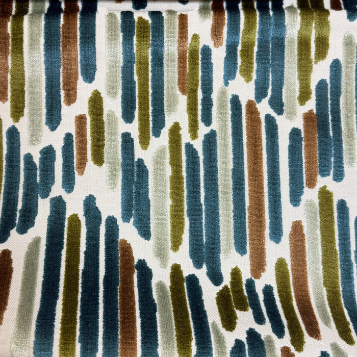 CASCADE - HARMONY, GEOMETRIC CUT VELVET UPHOLSTERY FABRIC BY THE YARD