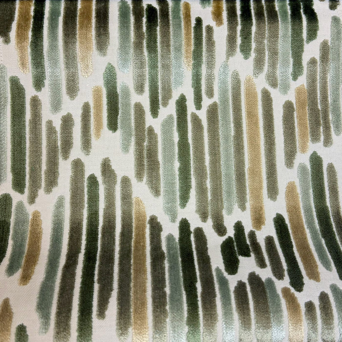 CASCADE - HARMONY, GEOMETRIC CUT VELVET UPHOLSTERY FABRIC BY THE YARD