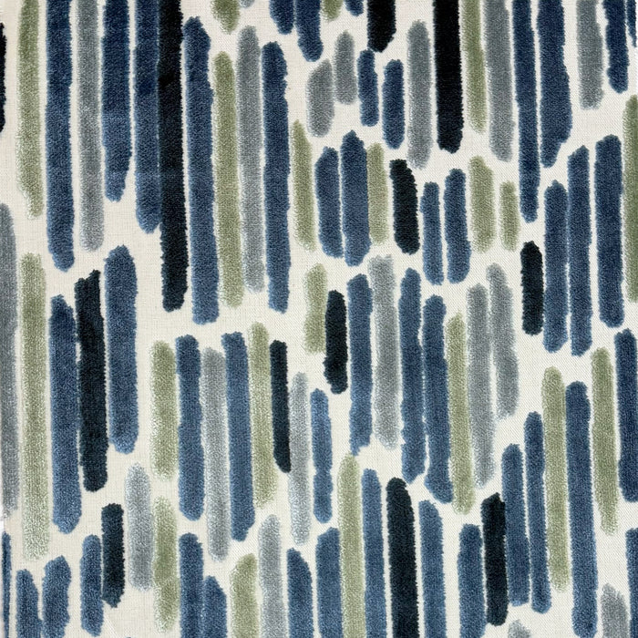 CASCADE - HARMONY, GEOMETRIC CUT VELVET UPHOLSTERY FABRIC BY THE YARD