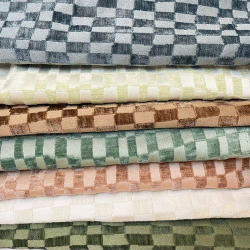 CHECKMATE - CHECKERED DESIGN CHENILLE UPHOLSTERY FABRIC