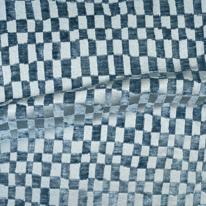 CHECKMATE - CHECKERED DESIGN CHENILLE UPHOLSTERY FABRIC