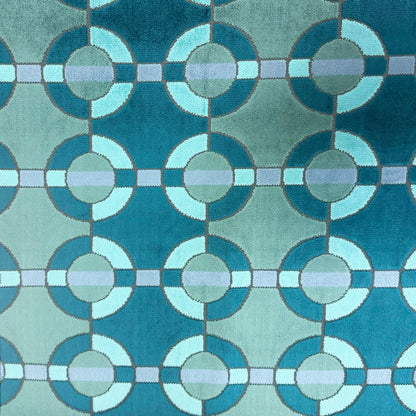 CIRCLES - NEW YORK NOTAN MODERN PATTERN CUT VELVET UPHOLSTERY FABRIC BY THE YARD