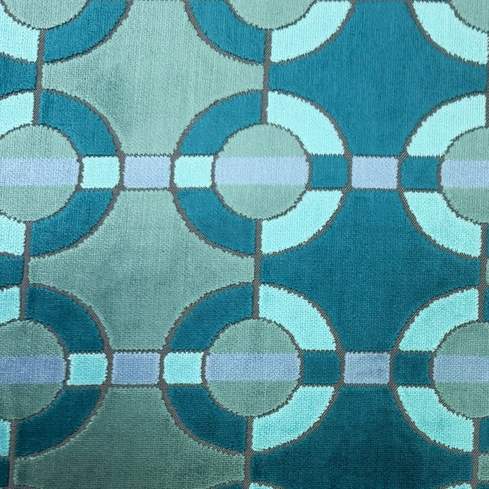 CIRCLES - NEW YORK NOTAN MODERN PATTERN CUT VELVET UPHOLSTERY FABRIC BY THE YARD