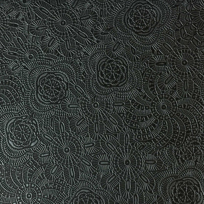 Camden - Embossed Vinyl Fabric Designer Pattern Upholstery Fabric by the Yard - Available in 10 Colors - Caviar - Top Fabric - 1