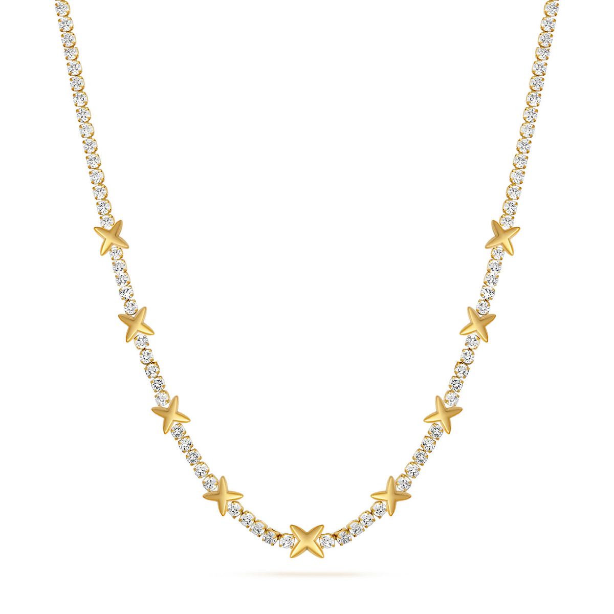 Crystal Fixed Charm Necklace (Gold)