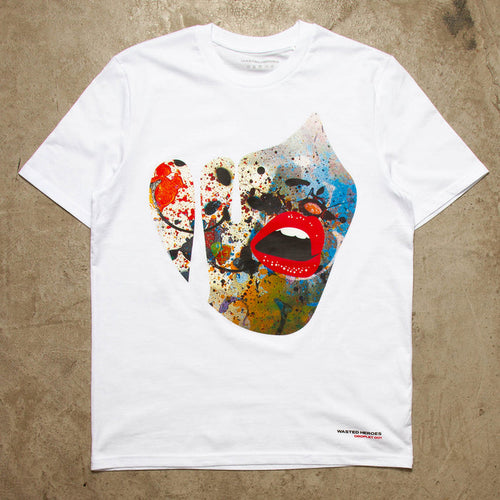 Droplet Face 001 Front Print - Tshirt - White