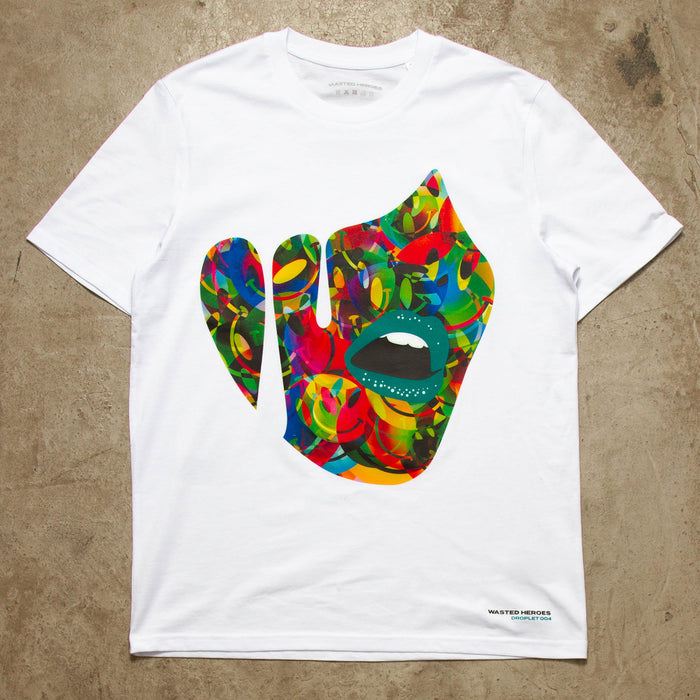 Droplet Face 004 Front Print - Tshirt - White