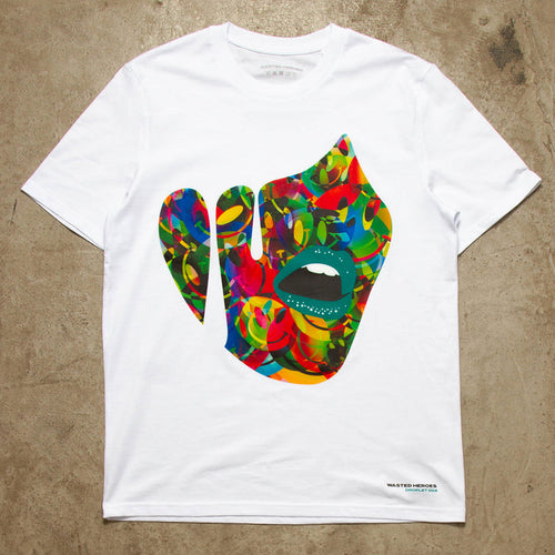 Droplet Face 004 Front Print - Tshirt - White