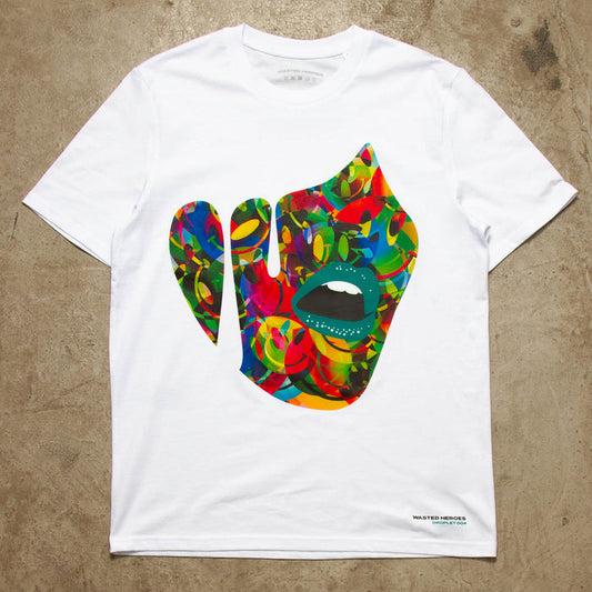 Droplet Face 004 Front Print - Tshirt - White