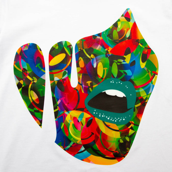 Droplet Face 004 Front Print - Tshirt - White