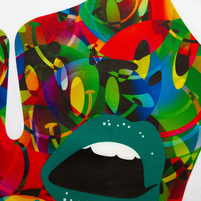 Droplet Face 004 Front Print - Tshirt - White