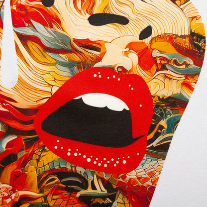 Droplet Face 011 Front Print - Tshirt - White