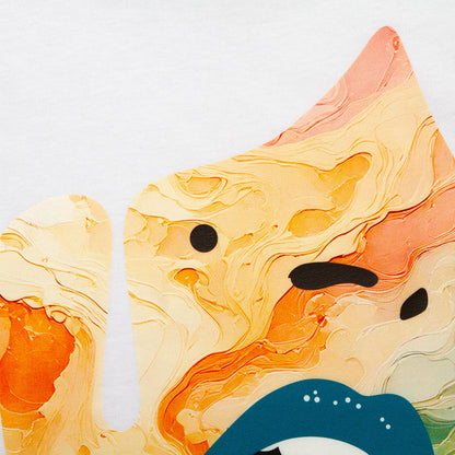 Droplet Face 014 Front Print - Tshirt - White
