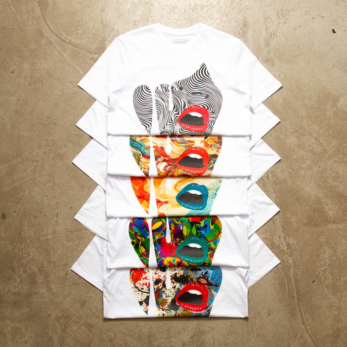 Droplet Face 015 Front Print - Tshirt - White