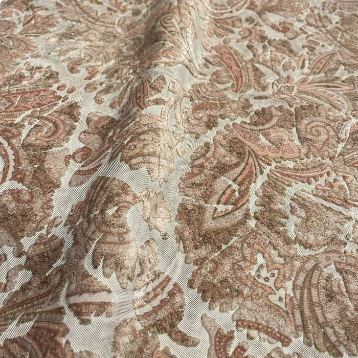 FLORIAN - BOTANICAL PAISLEY PRINTED CUT VELVET UPHOLSTERY FABRIC BY THE YARD