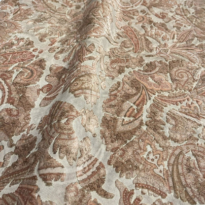 FLORIAN - BOTANICAL PAISLEY PRINTED CUT VELVET UPHOLSTERY FABRIC BY THE YARD