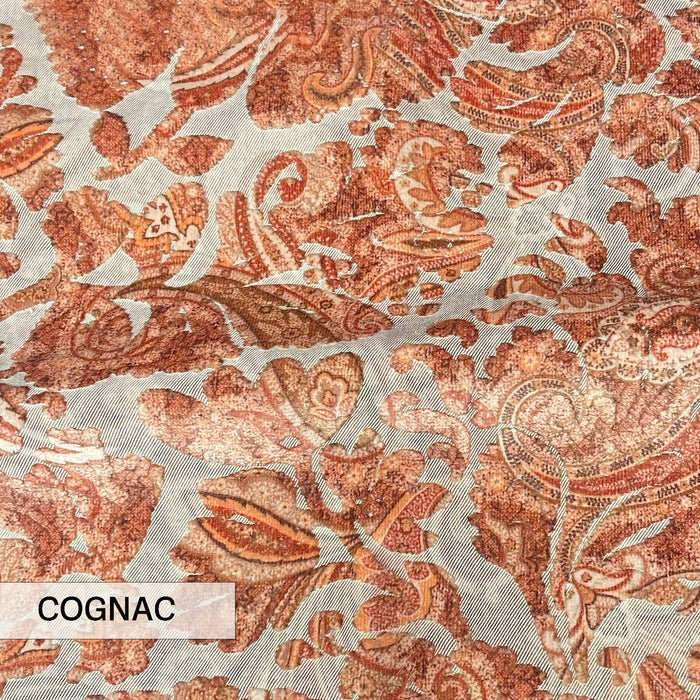 FLORIAN - BOTANICAL PAISLEY PRINTED CUT VELVET UPHOLSTERY FABRIC BY THE YARD