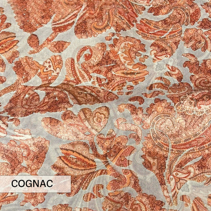 FLORIAN - BOTANICAL PAISLEY PRINTED CUT VELVET UPHOLSTERY FABRIC BY THE YARD