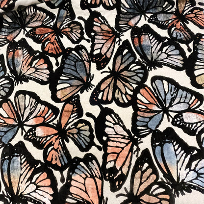 FLUTTER - BUTTERFLY PATTERN CUT VELVET UPHOLSTERY FABRIC BY THE YARD