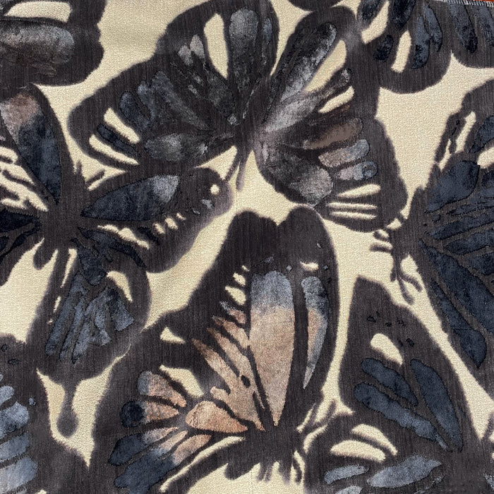 FLUTTER - BUTTERFLY PATTERN CUT VELVET UPHOLSTERY FABRIC BY THE YARD