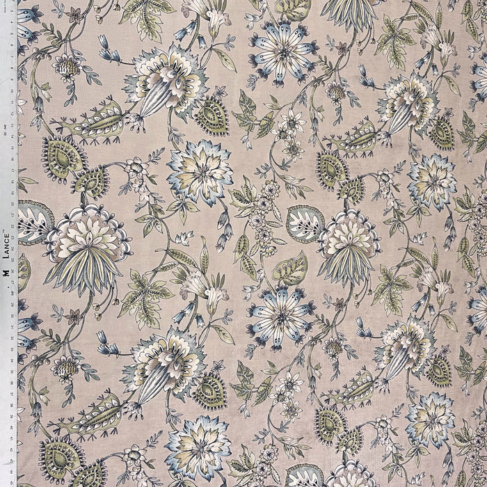 Floral patterned fabric with beige background