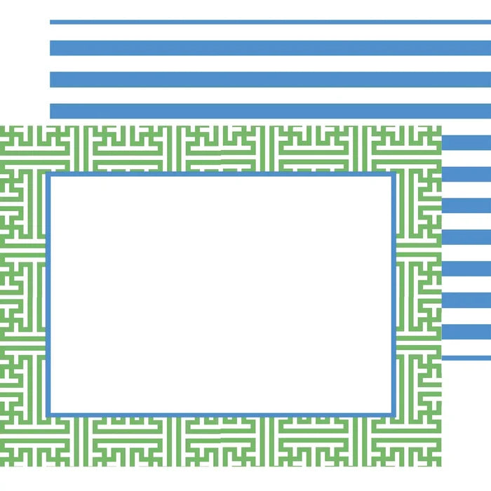 Grass Greek Key Flat Notecards