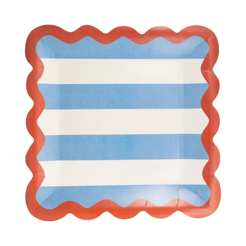 Hamptons Stripes 9" Ric Rac Trim Paper Plates