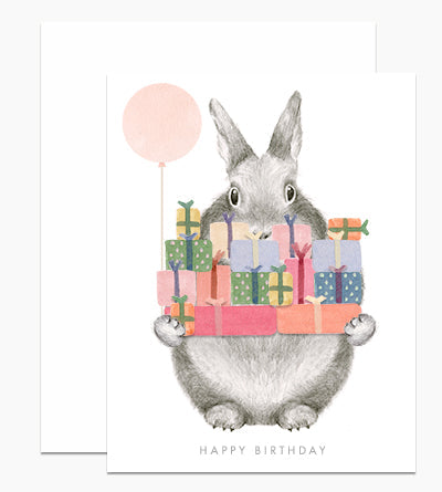 Happy Birthday Bunny With Gifts Card