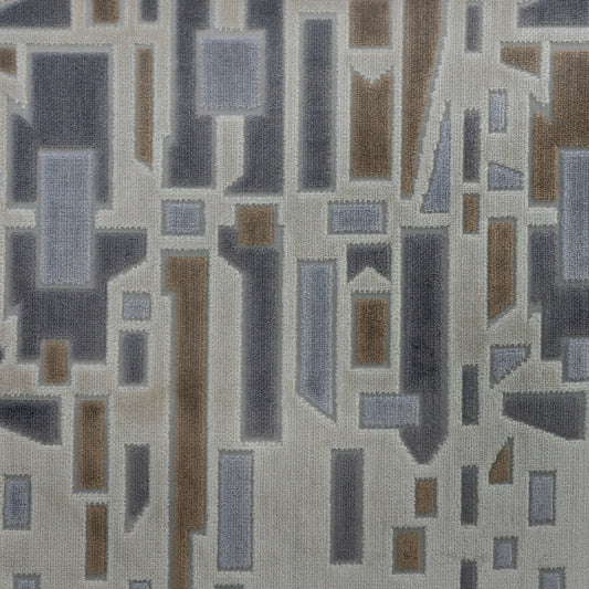 HIGH SOCIETY - GEOMETRIC CUT VELVET UPHOLSTERY FABRIC BY THE YARD