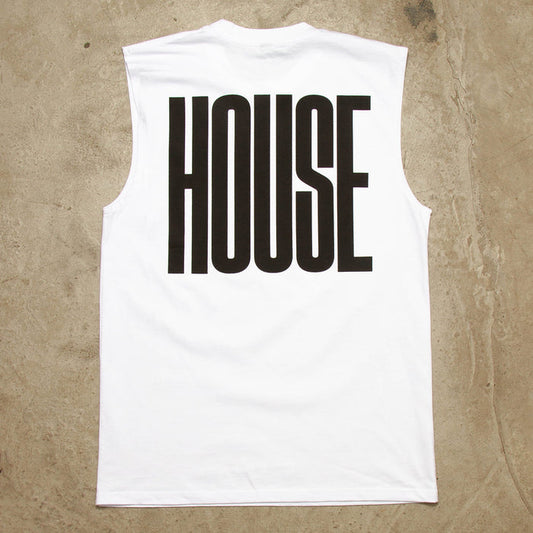 Higher House Back Print - Tank Tshirt - White
