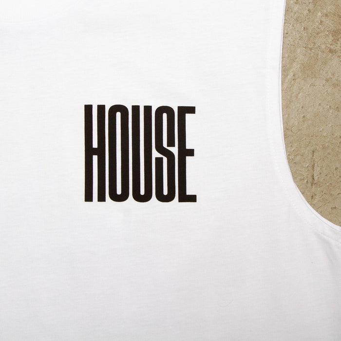 Higher House Back Print - Tank Tshirt - White